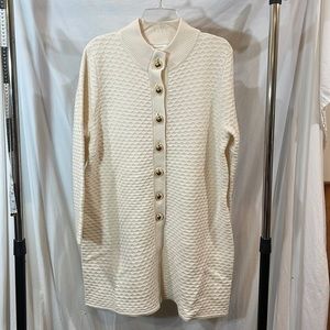 NWT Sail to Sable Cream Wool Long Button-up Sweater Jacket - XL
